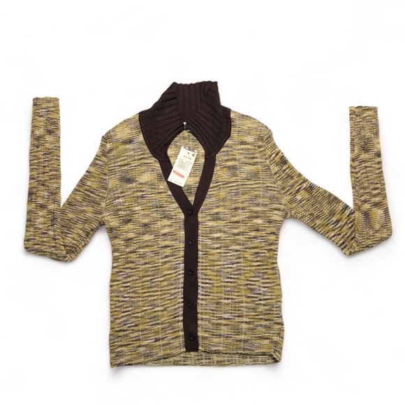 Hooked up Womens Ribbed Collared Cardigan Sweater, Size L, New - Picture 2 of 10